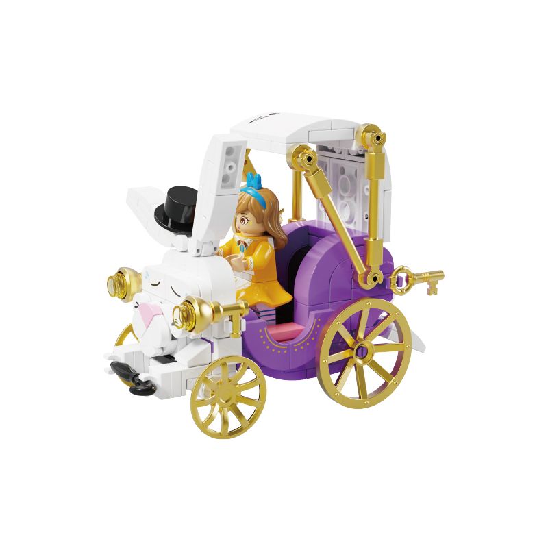 WEKKI 506177 non  THỎ CỔ ĐIỂN CÔ BÉ ALICE bộ đồ chơi xếp lắp ráp ghép mô hình FAIRY TALE TOWN MINI-CAR RIBBIT BUBBLE 197 khối