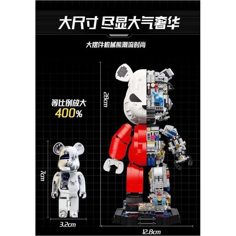 WANGAO 188001 non  GẤU CƠ BẠO LỰC 400% bộ đồ chơi xếp lắp ráp ghép mô hình BEAR ROBOT MECHANICAL VIOLENCE 1471 khối