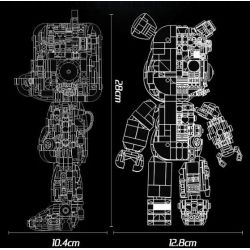 WANGAO 188001 non  GẤU CƠ BẠO LỰC 400% bộ đồ chơi xếp lắp ráp ghép mô hình BEAR ROBOT MECHANICAL VIOLENCE 1471 khối
