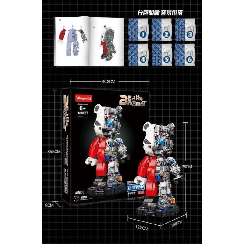 WANGAO 188001 non  GẤU CƠ BẠO LỰC 400% bộ đồ chơi xếp lắp ráp ghép mô hình BEAR ROBOT MECHANICAL VIOLENCE 1471 khối