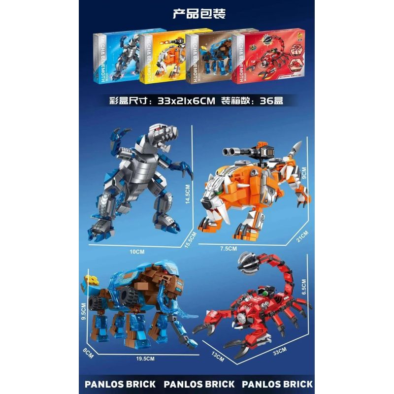 PanlosBrick 626005 Panlos Brick 626005 non  MECHA BEHEMOTH 4 LOẠI bộ đồ chơi xếp lắp ráp ghép mô hình 1268 khối