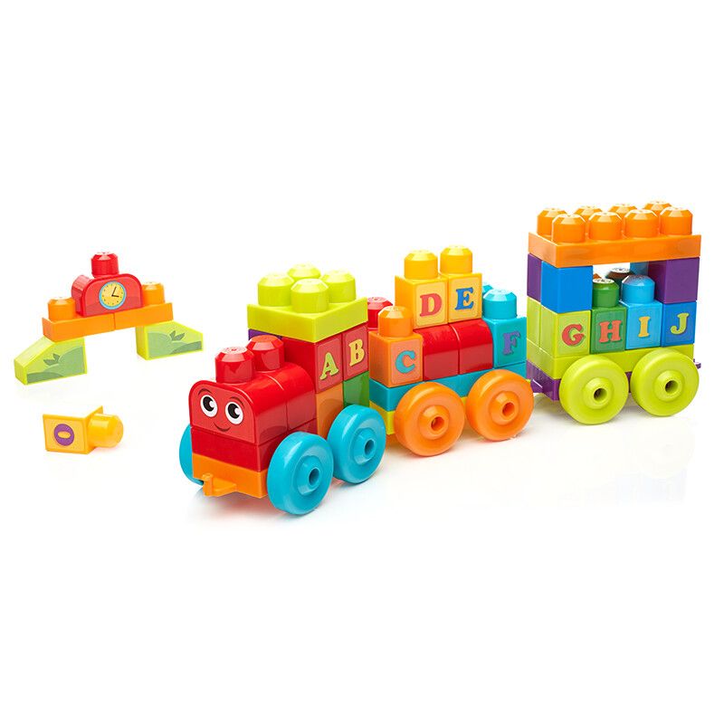 MEGA BLOKS DXH35 non  XE LỬA HỌC CHỮ CÁI LỚN bộ đồ chơi xếp lắp ráp ghép mô hình Pre-School Mẫu Giáo 60 khối