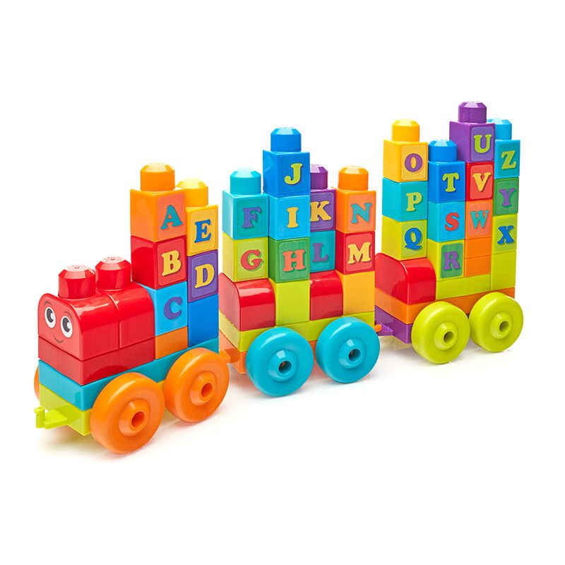 MEGA BLOKS DXH35 non  XE LỬA HỌC CHỮ CÁI LỚN bộ đồ chơi xếp lắp ráp ghép mô hình Pre-School Mẫu Giáo 60 khối