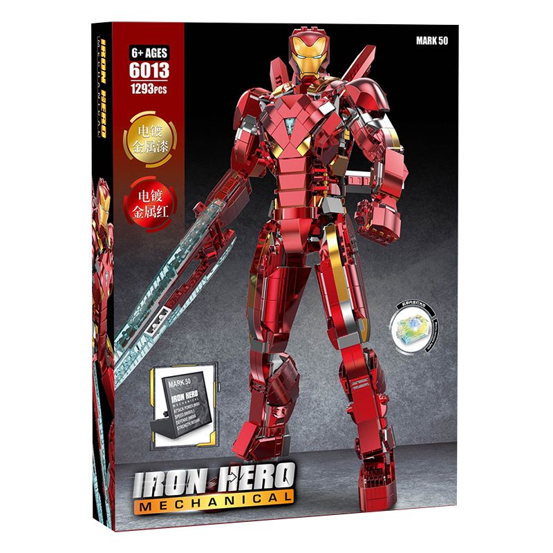 拓乐 6013 non Lego GIÁP NANO THÉP MARK 50 bộ đồ chơi xếp lắp ráp ghép mô hình Marvel Super Heroes IRON HERO Siêu Anh Hùng Marvel 1293 khối