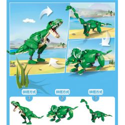 GUDI 50102 non  HUNG DỮ TYRANNOSAURUS REX BRACHIOSAURUS TRICERATOPS bộ đồ chơi xếp lắp ráp ghép mô hình CREATIVE WORKS 372 khối