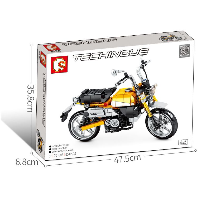 SEMBO 701605 non  XE MÁY KHỈ HONDA bộ đồ chơi xếp lắp ráp ghép mô hình  HONDA MONKEY Kỹ Thuật Công Nghệ Cao Mô Hình Phương Tiện 651 khối