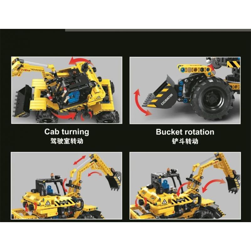 TA GAOLE T3037 3037 non  MÁY XÚC KÉO LÙI Ô TÔ bộ đồ chơi xếp lắp ráp ghép mô hình  EXCAVATOR Kỹ Thuật Công Nghệ Cao Mô Hình Phương Tiện 489 khối