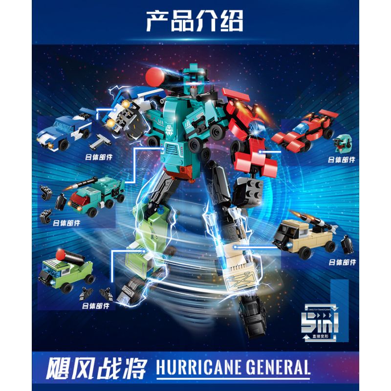 GUDI 40202A 40202B 40202C 40202D 40202E non  CHIẾN BINH BÃO 5 KẾT HỢP bộ đồ chơi xếp lắp ráp ghép mô hình SUPER SENTAI 357 khối