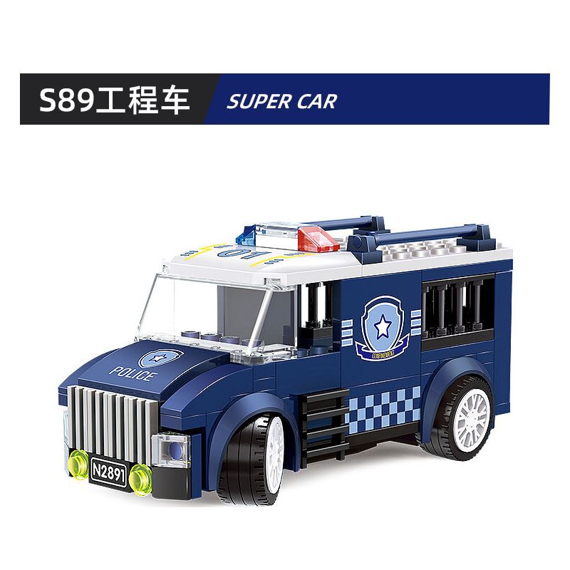 WANGE 2891 non  XE TÙ CẢNH SÁT S91 bộ đồ chơi xếp lắp ráp ghép mô hình City Thành Phố 99 khối