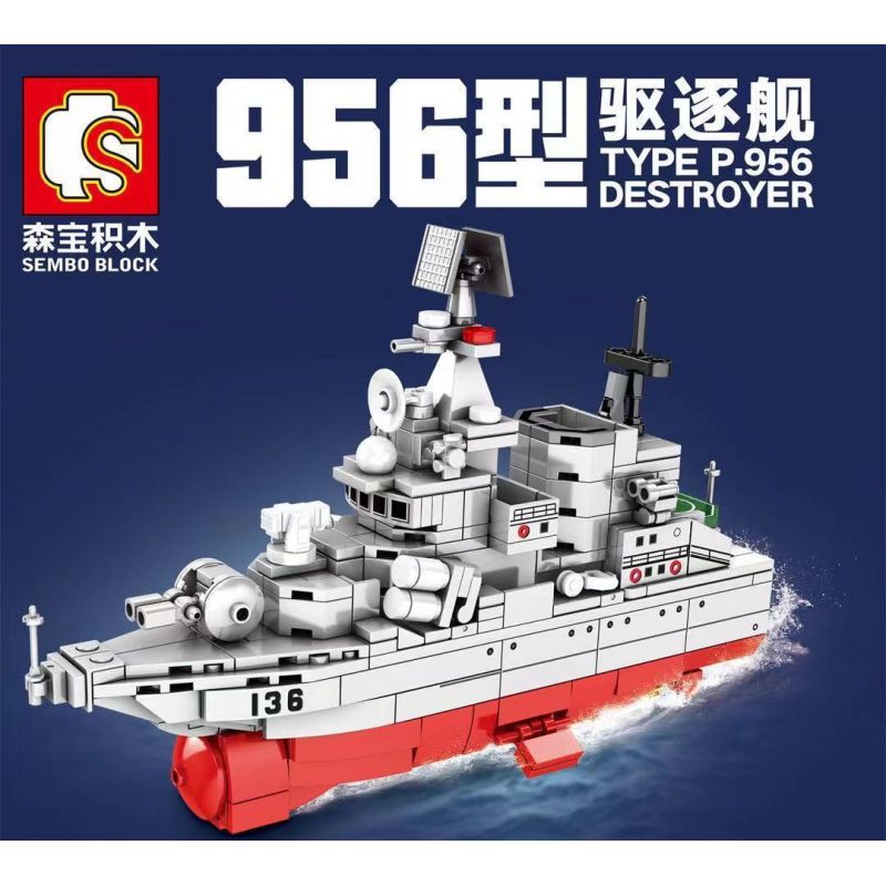 SEMBO 202039 non  956 KẺ HỦY DIỆT TÊN LỬA bộ đồ chơi xếp lắp ráp ghép mô hình Military Army TYPE P.956 DESTROYER Quân Sự Bộ Đội 436 khối