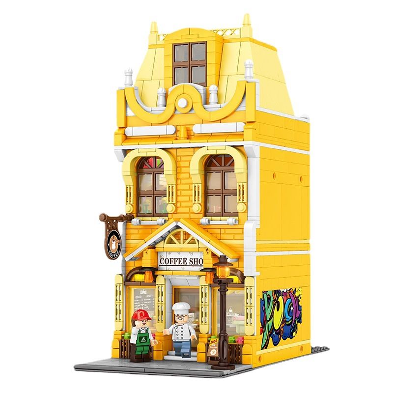 SEMBO 601143C non Lego QUÁN CÀ PHÊ CHÂU bộ đồ chơi xếp lắp ráp ghép mô hình COFFEE SHOP 1295 khối