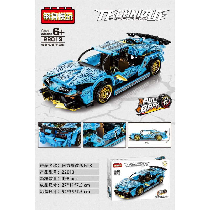 STEEL GENERALS 22012 22013 non  XE LÙI GTR bộ đồ chơi xếp lắp ráp ghép mô hình Mini Racing Pacemaker Đua Xe Mini 498 khối