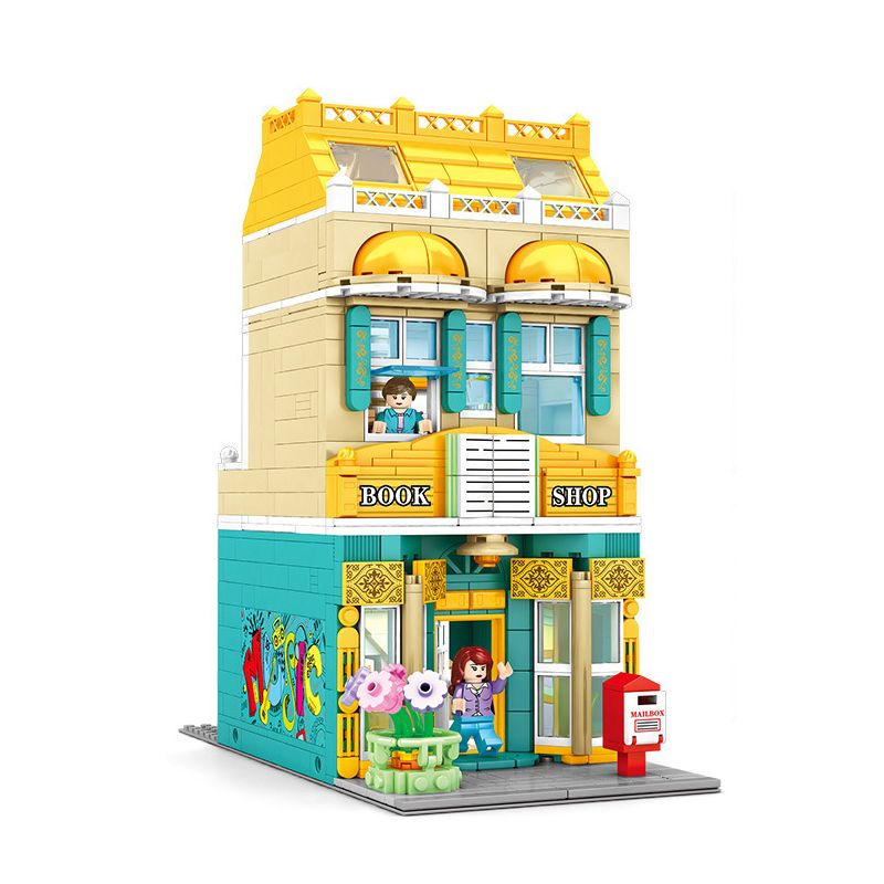 SEMBO 601144C non Lego NHÀ SÁCH CHÂU ÂU bộ đồ chơi xếp lắp ráp ghép mô hình BOOK SHOP 1285 khối