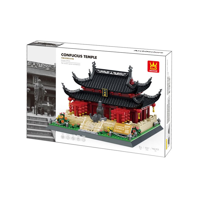 WANGE 5241 non  ĐỀN THỜ KHỔNG TỬ NAM KINH DACHENG HALL bộ đồ chơi xếp lắp ráp ghép mô hình Buildings CONFUCIUS TEMPLE 966 khối
