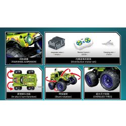 SEMBO 701913C non  XE TẢI QUÁI VẬT RC MA NỬA ĐÊM bộ đồ chơi xếp lắp ráp ghép mô hình CAR.S 539 khối