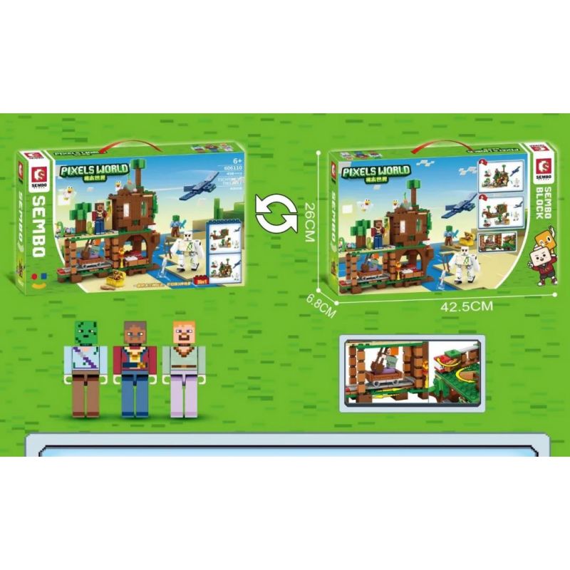 SEMBO 606110 non  NGÔI NHÀ TRÊN VÁCH ĐÁ bộ đồ chơi xếp lắp ráp ghép mô hình Movie & Game PIXELS WORLD ESCARPMENT TREE HOLE Phim Và Trò Chơi 498 khối