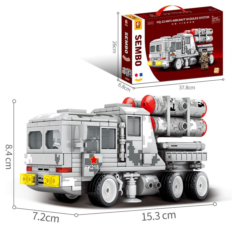 SEMBO 105600 non  TÊN LỬA PHÒNG KHÔNG REDQI-22 bộ đồ chơi xếp lắp ráp ghép mô hình Military Army HQ-22 ANTI-AIRCRAFT MISSILE Quân Sự Bộ Đội 329 khối