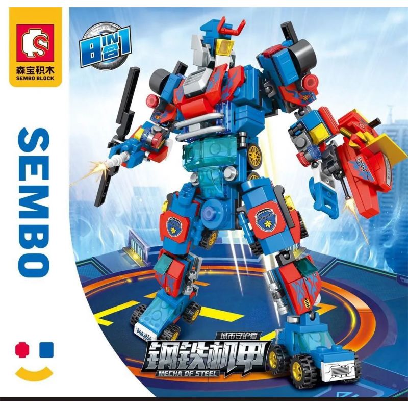 SEMBO 103309 103310 103311 103312 103313 103314 103315 103308 non  IRON MECHA NGƯỜI BẢO VỆ THÀNH PHỐ bộ đồ chơi xếp lắp ráp ghép mô hình Transformers MECHA OF STEEL Robot Đại Chiến Người Máy Biến Hình 479 khối