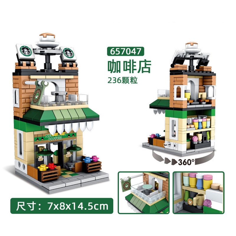 PanlosBrick 657047 Panlos Brick 657047 non  QUÁN CÀ PHÊ bộ đồ chơi xếp lắp ráp ghép mô hình 236 khối