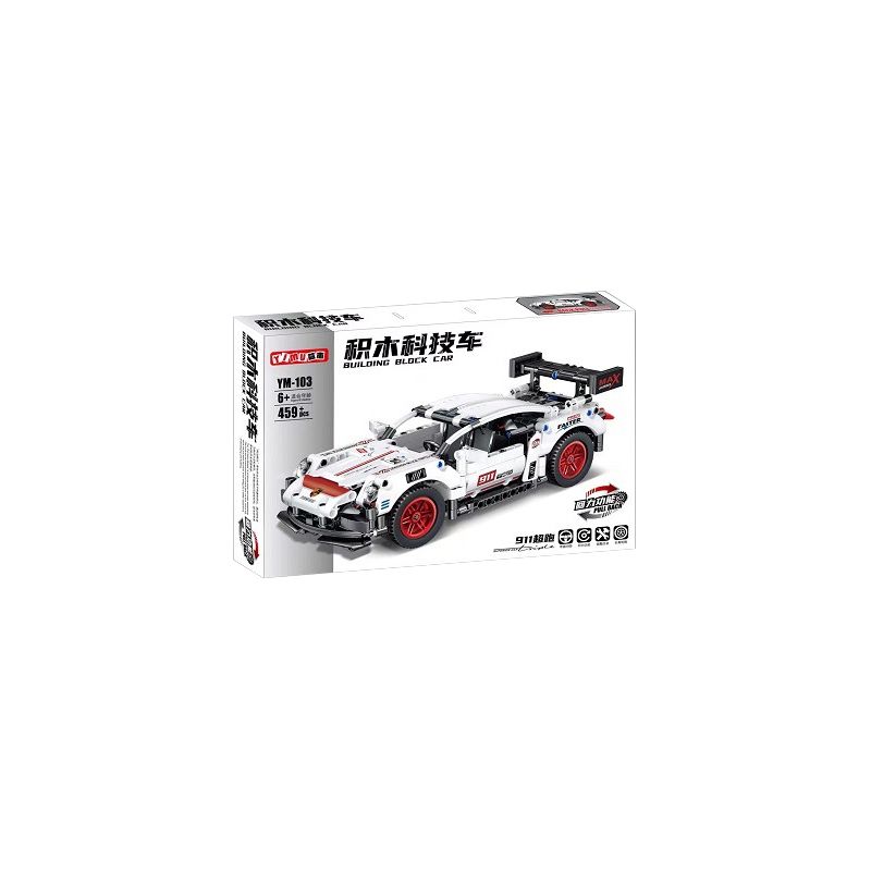 YIMU YM-103 STEEL GENERALS 22003 non  XE LÙI PORSCHE 911 bộ đồ chơi xếp lắp ráp ghép mô hình Mini Racing Pacemaker Đua Xe Mini 449 khối