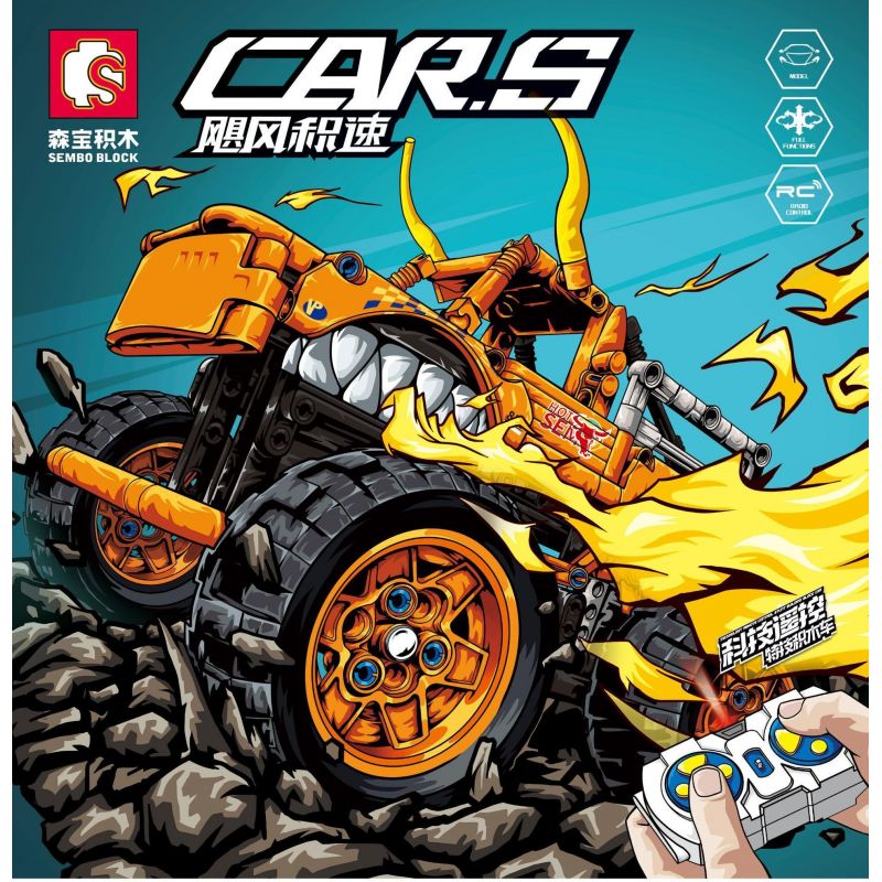 SEMBO 701912C non  XE TẢI QUÁI VẬT ĐIỀU KHIỂN TỪ XA HUOLI MAD BULL bộ đồ chơi xếp lắp ráp ghép mô hình CAR.S 573 khối