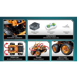 SEMBO 701912C non  XE TẢI QUÁI VẬT ĐIỀU KHIỂN TỪ XA HUOLI MAD BULL bộ đồ chơi xếp lắp ráp ghép mô hình CAR.S 573 khối