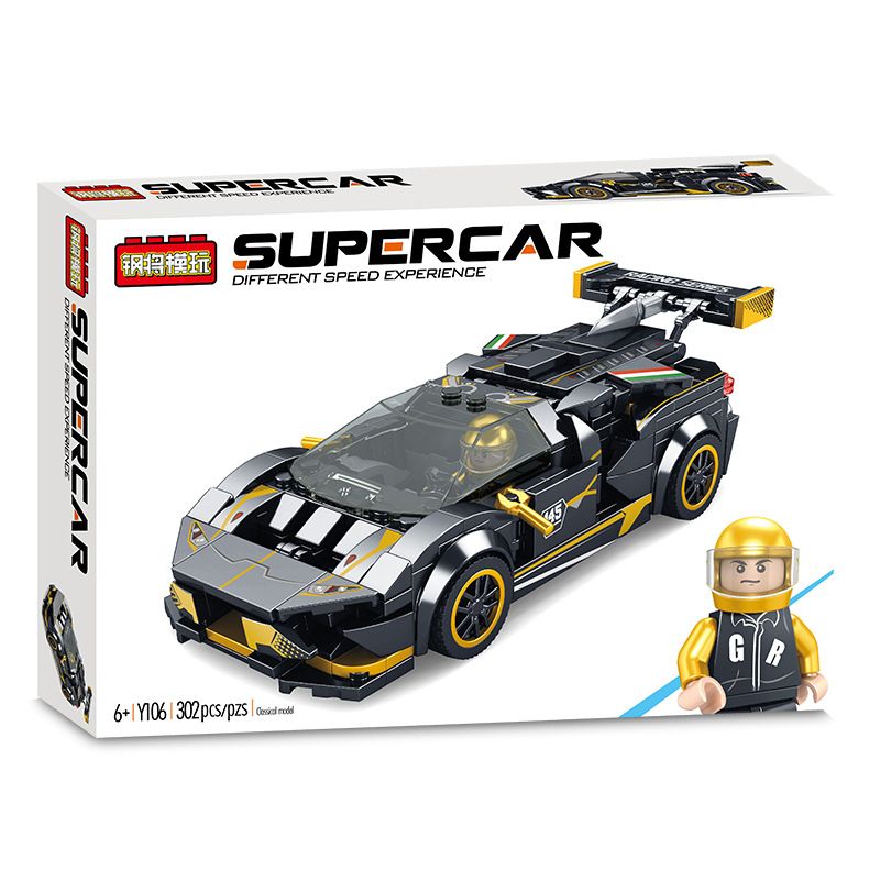 STEEL GENERALS Y106 non Lego LAMBORGHINI KIM NGƯU ĐEN bộ đồ chơi xếp lắp ráp ghép mô hình 302 khối