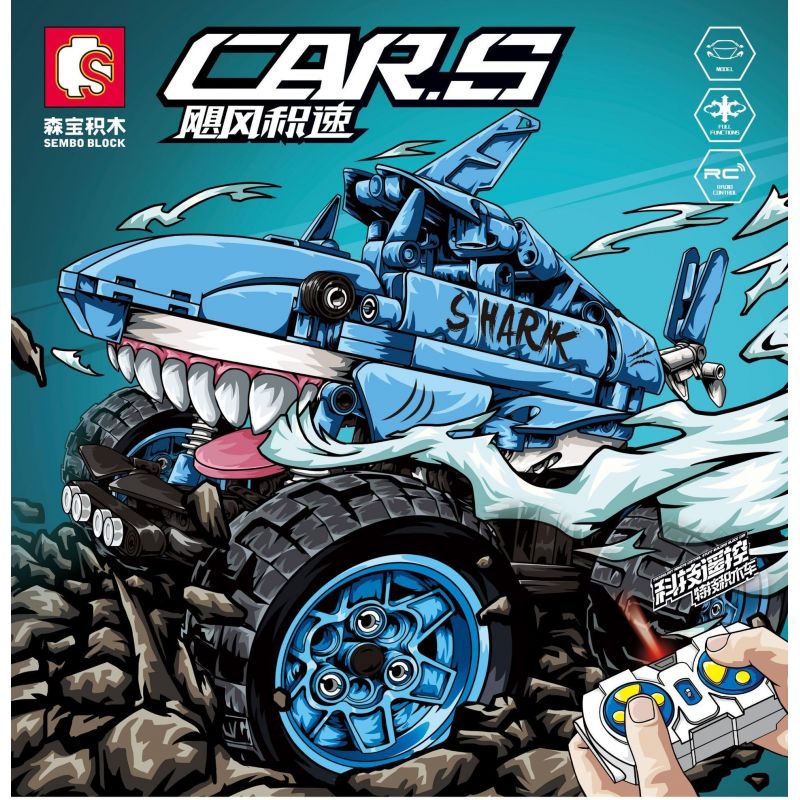 SEMBO 701911C non  XE TẢI QUÁI VẬT ĐIỀU KHIỂN TỪ XA CÁ MẬP KHỔNG LỒ HANHAI bộ đồ chơi xếp lắp ráp ghép mô hình CAR.S 546 khối