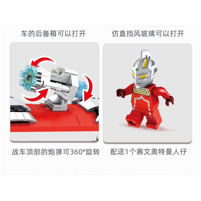 PanlosBrick 690020 Panlos Brick 690020 non  XE DI ĐỘNG bộ đồ chơi xếp lắp ráp ghép mô hình Ultraman ULTRAMAN MOBILE CHARIOT Vệ Binh Vũ Trụ Siêu Nhân Điện Quang 722 khối