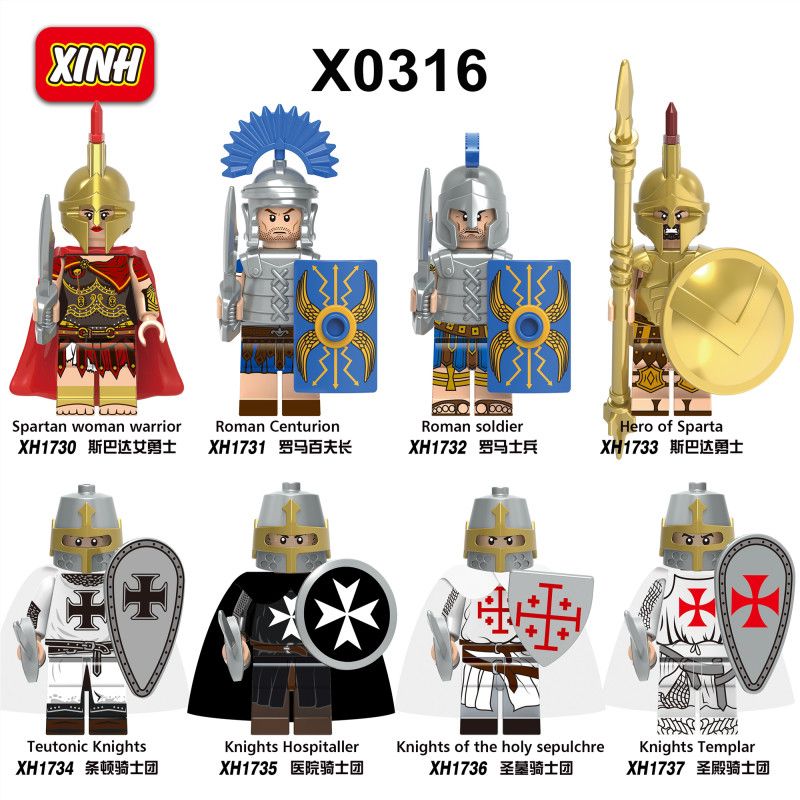 XINH 1736 1737 X0316 0316 1730 1731 1732 1733 1734 1735 non Lego HÀNG TRĂM NGƯỜI 8 LÍNH LA MÃ BINH SPARTAN THẬP TỰ QUÂN bộ đồ chơi xếp lắp ráp ghép mô hình Historical