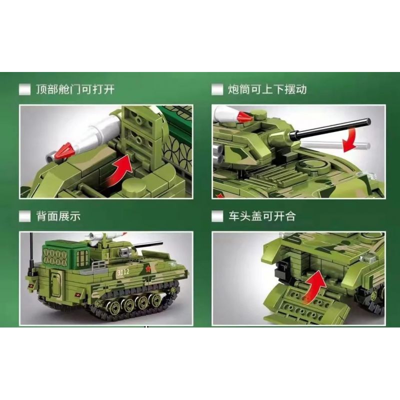 SEMBO 203112 non  XE CHIẾN ĐẤU ĐỔ BỘ ĐƯỜNG KHÔNG ZBD-03 bộ đồ chơi xếp lắp ráp ghép mô hình Military Army ZBD-03 AIRBORNE ARMORED IFV Quân Sự Bộ Đội 324 khối