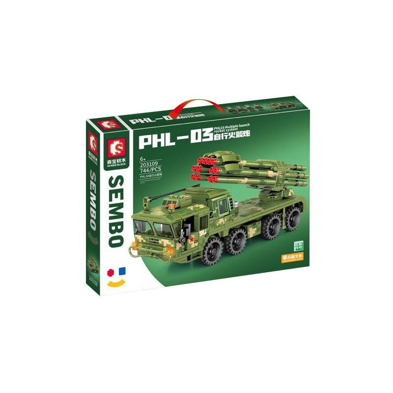 SEMBO 203109 non Lego BỆ PHÓNG TÊN LỬA TỰ HÀNH PHL-03 bộ đồ chơi xếp lắp ráp ghép mô hình Military Army PHL-03 MULTIPLE LAUNCH ROCKET SYSTEM Quân Sự Bộ Đội 744 khối