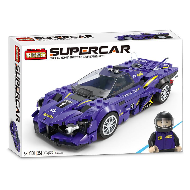 STEEL GENERALS Y101 non  XE 8 Ô VUÔNG APOLLO bộ đồ chơi xếp lắp ráp ghép mô hình 351 khối