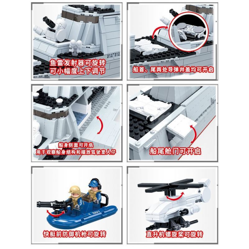 GUDI 8028 non  055 TÊN CƯỚP LỬA bộ đồ chơi xếp lắp ráp ghép mô hình Military Army DESTOYER CHINA TYPE 055 Quân Sự Bộ Đội 1003 khối