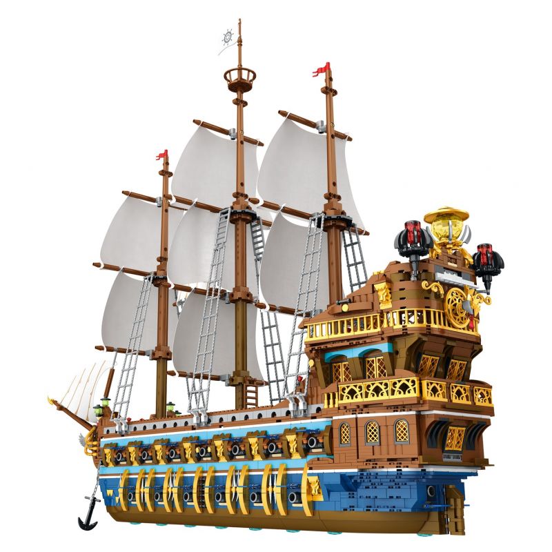 REOBRIX 66011 non Lego HMS MẶT TRỜI bộ đồ chơi xếp lắp ráp ghép mô hình Pirates Of The Caribbean THE ROYAL FLEET SUN Cướp Biển Vùng Caribe 3162 khối