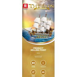 REOBRIX 66011 non  HMS MẶT TRỜI bộ đồ chơi xếp lắp ráp ghép mô hình Pirates Of The Caribbean THE ROYAL FLEET SUN Cướp Biển Vùng Caribe 3162 khối