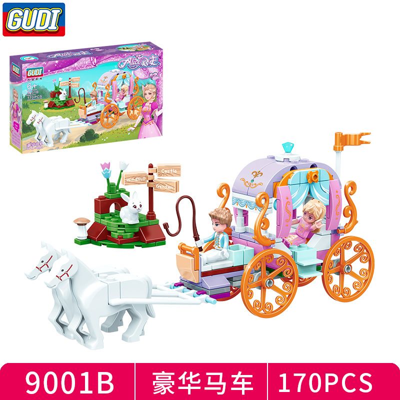 GUDI 9001D 9001A 9001B 9001C non  CÔNG CHÚA 4 CỐI XAY GIÓ XE NGỰA SANG TRỌNG LÂU ĐÀI ANNA BELLA BACK GARDEN bộ đồ chơi xếp lắp ráp ghép mô hình Disney Princess 648 khối