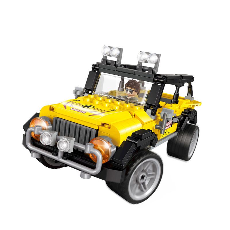 GUDI 50101 non Lego XE JEEP OFF-ROAD RACING BIJI MÁY XÚC bộ đồ chơi xếp lắp ráp ghép mô hình CREATIVE WORKS 351 khối