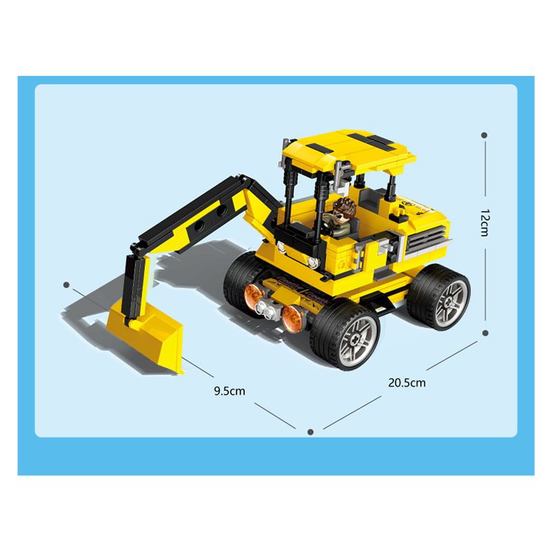 GUDI 50101 non  XE JEEP OFF-ROAD RACING BIJI MÁY XÚC bộ đồ chơi xếp lắp ráp ghép mô hình CREATIVE WORKS 351 khối