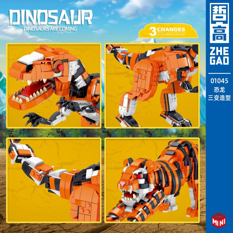 ZHEGAO 01045 non  KHỦNG LONG BA LẦN THAY ĐỔI HÌNH DẠNG bộ đồ chơi xếp lắp ráp ghép mô hình Dino DINOSAUR 1030 khối ZHEGAO 01045 non  KHỦNG LONG BA LẦN THAY ĐỔI HÌNH DẠNG bộ đồ chơi xếp lắp ráp ghép mô hình Dino DINOSAUR 1030 khối