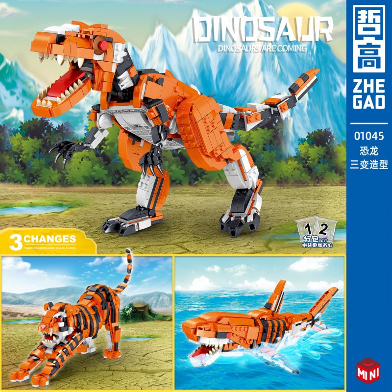 ZHEGAO 01045 non  KHỦNG LONG BA LẦN THAY ĐỔI HÌNH DẠNG bộ đồ chơi xếp lắp ráp ghép mô hình Dino DINOSAUR 1030 khối ZHEGAO 01045 non  KHỦNG LONG BA LẦN THAY ĐỔI HÌNH DẠNG bộ đồ chơi xếp lắp ráp ghép mô hình Dino DINOSAUR 1030 khối