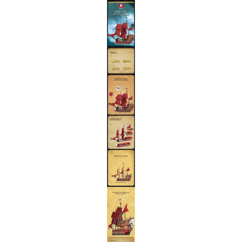 REOBRIX 66010 non  TÀU CƯỚP BIỂN BÁO THÙ bộ đồ chơi xếp lắp ráp ghép mô hình Pirates Of The Caribbean PIRATE REVENGE-MODEL SHIP Cướp Biển Vùng Caribe 3066 khối