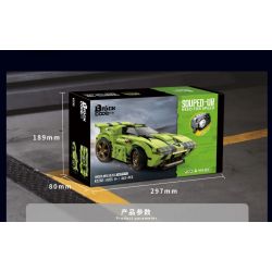 BRICKCOOL KC202 non  VỤ NỔ BLUE WILD BLAST tỷ lệ 1:24 bộ đồ chơi xếp lắp ráp ghép mô hình Racers SOUPED-UP GREEN WILD BLAST Đua Tốc Độ 443 khối