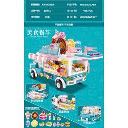 FAIR 9015 non  Q XE TRÁNG MIỆNG DỄ THƯƠNG bộ đồ chơi xếp lắp ráp ghép mô hình KITCHEN VEHICLE 496 khối