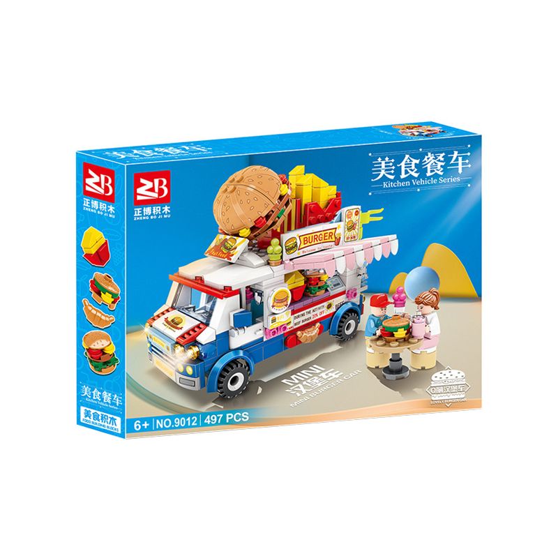 FAIR 9012 non  Q XE BURGER DỄ THƯƠNG bộ đồ chơi xếp lắp ráp ghép mô hình KITCHEN VEHICLE 497 khối
