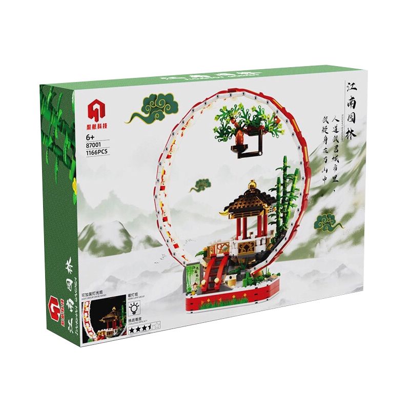 JUHANG TECHNOLOGY 87001 non  VƯỜN JIANGNAN. bộ đồ chơi xếp lắp ráp ghép mô hình 1166 khối