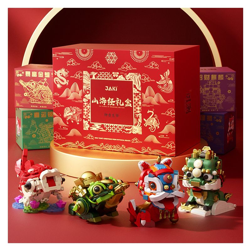 JAKI JK2022 2022 non  HỘP QUÀ THẦN THÚ SHAN HAI JING NIAN bộ đồ chơi xếp lắp ráp ghép mô hình Creator Sáng Tạo