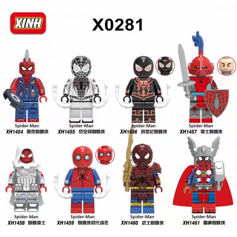 XINH X0281 0281 XH1454 1454 XH1455 1455 XH1456 1456 XH1457 1457 XH1458 1458 XH1459 1459 XH1460 1460 XH1461 1461 non Lego NGƯỜI NHỆN 10 NHÂN VẬT NHỎ bộ đồ chơi xếp lắp ráp ghép mô hình Spider-Man