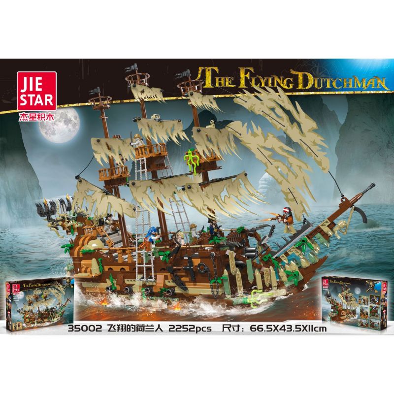 JIESTAR 35002 non  BAY TIẾNG HÀ LAN bộ đồ chơi xếp lắp ráp ghép mô hình Pirates Of The Caribbean THE FLYING DUTCHMAN Cướp Biển Vùng Caribe 2252 khối