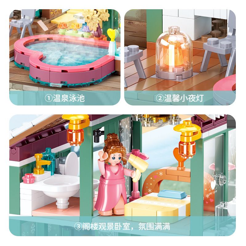 SLUBAN M38-B0961 B0961 0961 M38B0961 38-B0961 non  NHÀ NGHỈ SUỐI NƯỚC NÓNG MID-LEVELS bộ đồ chơi xếp lắp ráp ghép mô hình 439 khối